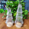 Christmas tree shaped glass jar with ribbed design